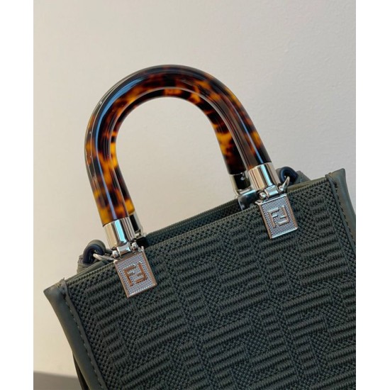Replica Borsa mini in tessuto Fendi Mini Sunshine Shopper FF 8BS051 Verde