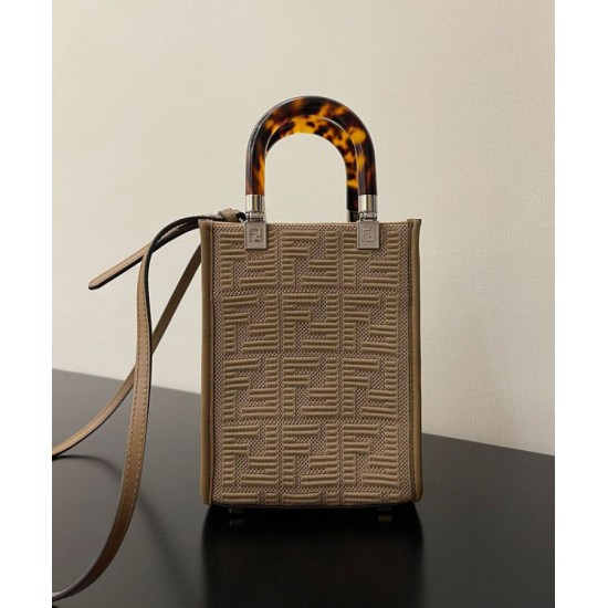 Replica Borsa mini in tessuto Fendi Mini Sunshine Shopper FF 8BS051 Grigio