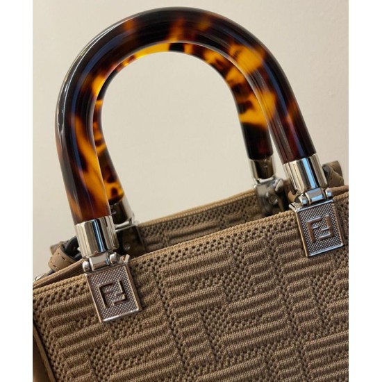 Replica Borsa mini in tessuto Fendi Mini Sunshine Shopper FF 8BS051 Grigio