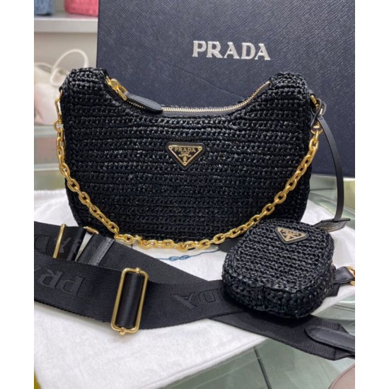 Replica Prada Re-Edition 2005 Borsa in rafia 1BH204 nera Replica Prada Re-Edition 2005 Borsa in rafia 1BH204 nera
