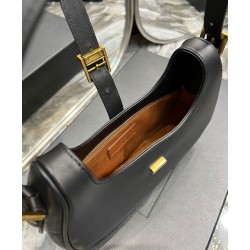 YSL Saint Laurent Borsa Hobo Le Fermoir In Pelle Lucida Nera