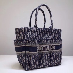 Borsa di tela ricamata shopping obliquo Christian Dior