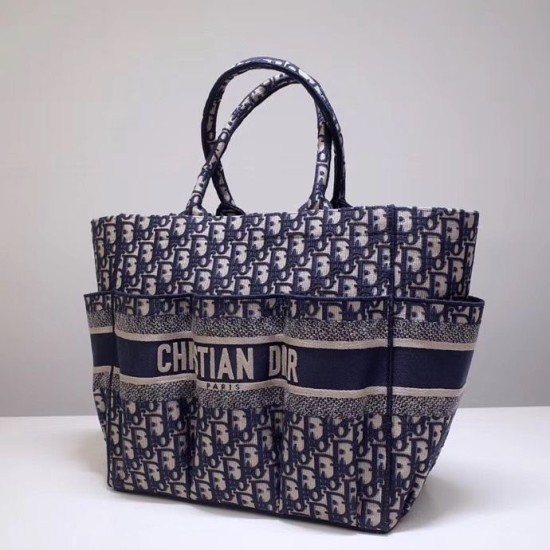 Replica Borsa di tela ricamata shopping obliquo Christian Dior