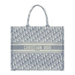 Tote libro Christian Dior con ricamo obliquo Dior grigio