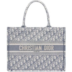 Borsa tote Christian Dior con ricamo obliquo Dior grigia