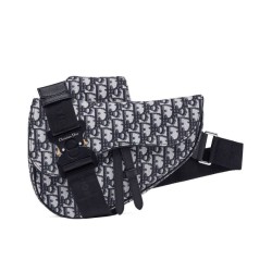 Borsa da Saddle obliqua Christian Dior blu scuro