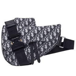 Borsa da Saddle obliqua Christian Dior blu scuro
