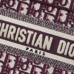 Borsa tote Christian Dior Mini Book Borsa di tela ricamata obliqua originale Dior rossa