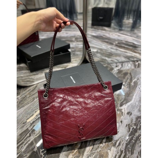 Replica Borsa shopping YSL Saint Laurent NIKI media in pelle vintage stropicciata Claret Replica Borsa shopping YSL Saint Laurent NIKI media in pelle vintage stropicciata Claret