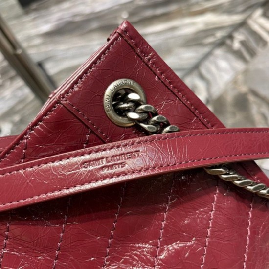 Replica Borsa shopping YSL Saint Laurent NIKI media in pelle vintage stropicciata Claret Replica Borsa shopping YSL Saint Laurent NIKI media in pelle vintage stropicciata Claret