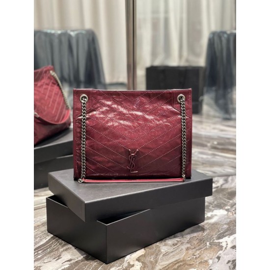 Replica Borsa shopping YSL Saint Laurent NIKI media in pelle vintage stropicciata Claret Replica Borsa shopping YSL Saint Laurent NIKI media in pelle vintage stropicciata Claret