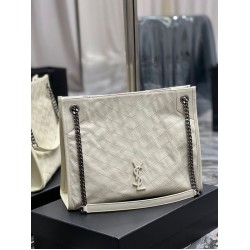 YSL Saint Laurent NIKI Borsa shopping media in pelle stropicciata vintage Bianco YSL Saint Laurent NIKI Borsa shopping media in pelle stropicciata vintage Bianco