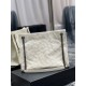 Replica YSL Saint Laurent NIKI Borsa shopping media in pelle stropicciata vintage Bianco Replica YSL Saint Laurent NIKI Borsa shopping media in pelle stropicciata vintage Bianco