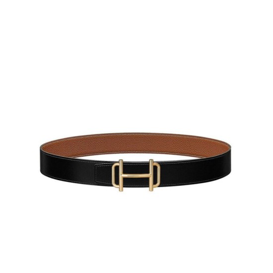 Replica Fibbia per cintura Hermes Royal &amp; Cinturino in pelle reversibile 38mm Caffè