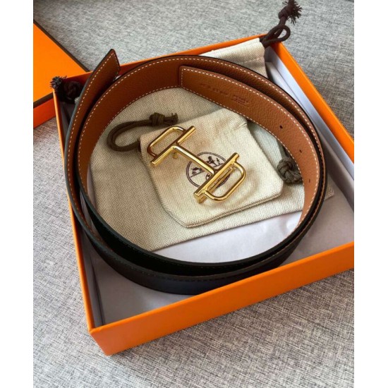 Replica Fibbia per cintura Hermes Royal &amp; Cinturino in pelle reversibile 38mm Caffè