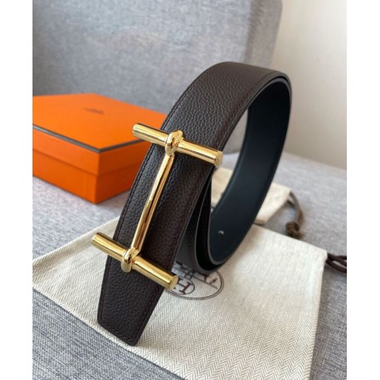 Replica Fibbia per cintura Hermes Royal &amp; Cinturino in pelle reversibile 38mm Henna