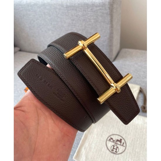 Replica Fibbia per cintura Hermes Royal &amp; Cinturino in pelle reversibile 38mm Henna