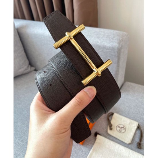 Replica Fibbia per cintura Hermes Royal &amp; Cinturino in pelle reversibile 38mm Henna
