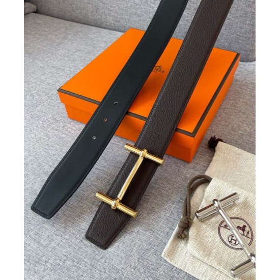 Replica Fibbia per cintura Hermes Royal &amp; Cinturino in pelle reversibile 38mm Henna
