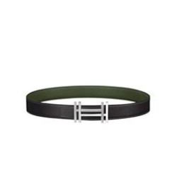Fibbia per cintura Hermes H Au Carré &amp; Cinturino in pelle reversibile 32mm verde