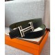 Replica Fibbia per cintura Hermes H Au Carré &amp; Cinturino in pelle reversibile 32mm verde