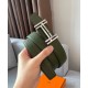 Replica Fibbia per cintura Hermes H Au Carré &amp; Cinturino in pelle reversibile 32mm verde
