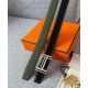Replica Fibbia per cintura Hermes H Au Carré &amp; Cinturino in pelle reversibile 32mm verde