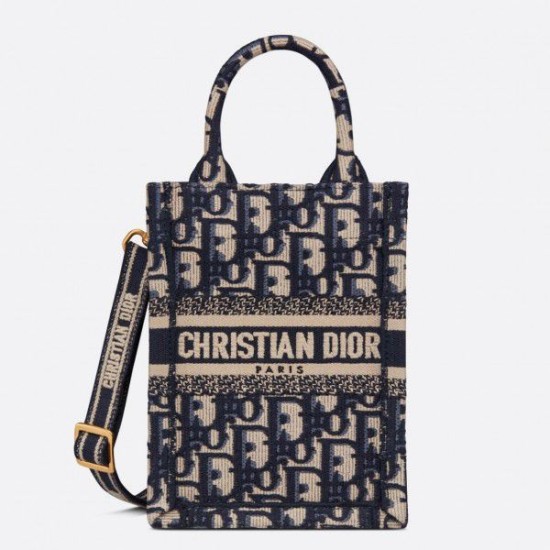 Replica Dior Mini Book Tote Phone Borsa con ricamo Dior Oblique blu Replica Dior Mini Book Tote Phone Borsa con ricamo Dior Oblique blu
