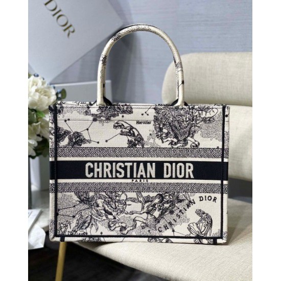 Replica Borsa tote media Dior Book Toile de Jouy Zodiac ricamo bianco Replica Borsa tote media Dior Book Toile de Jouy Zodiac ricamo bianco