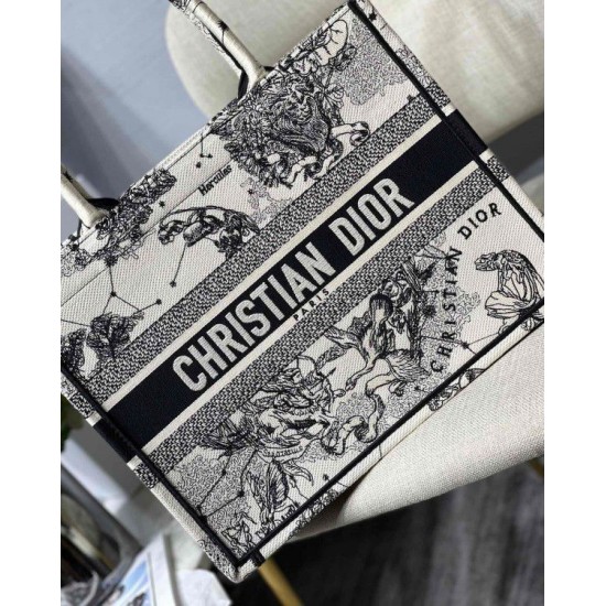 Replica Borsa tote media Dior Book Toile de Jouy Zodiac ricamo bianco Replica Borsa tote media Dior Book Toile de Jouy Zodiac ricamo bianco