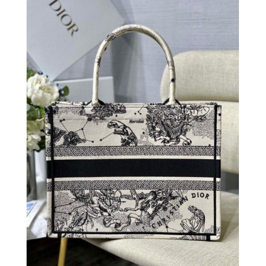 Replica Borsa tote media Dior Book Toile de Jouy Zodiac ricamo bianco Replica Borsa tote media Dior Book Toile de Jouy Zodiac ricamo bianco