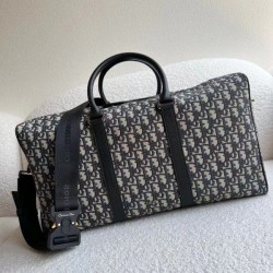 Borsa Dior Lingot 50 Duffle Oblique Jacquard Nera