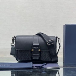 Dior Hit the Road CD Diamond Canvas Messenger Borsa da uomo nera
