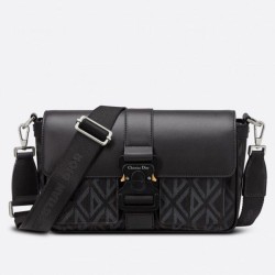 Dior Hit the Road CD Diamond Canvas Messenger Borsa da uomo nera