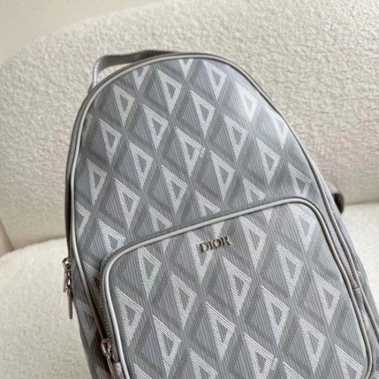 Replica Borsa a tracolla in tela Dior Mini Rider CD Diamond grigia Replica Borsa a tracolla in tela Dior Mini Rider CD Diamond grigia