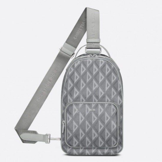 Replica Borsa a tracolla in tela Dior Mini Rider CD Diamond grigia Replica Borsa a tracolla in tela Dior Mini Rider CD Diamond grigia