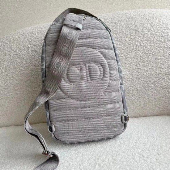 Replica Borsa a tracolla in tela Dior Mini Rider CD Diamond grigia Replica Borsa a tracolla in tela Dior Mini Rider CD Diamond grigia