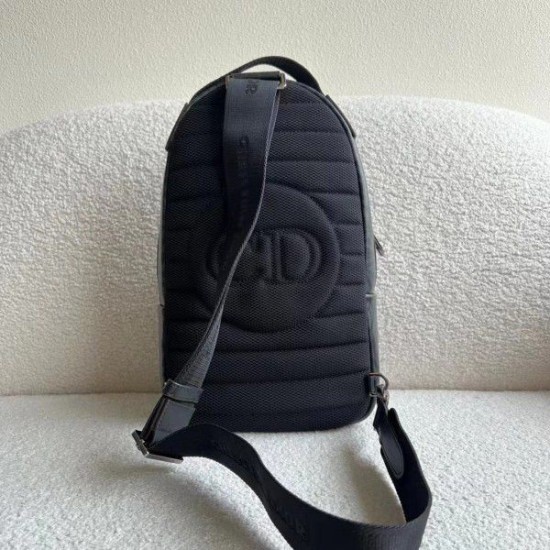 Replica Borsa a tracolla in tela Dior Mini Rider CD Diamond nera Replica Borsa a tracolla in tela Dior Mini Rider CD Diamond nera