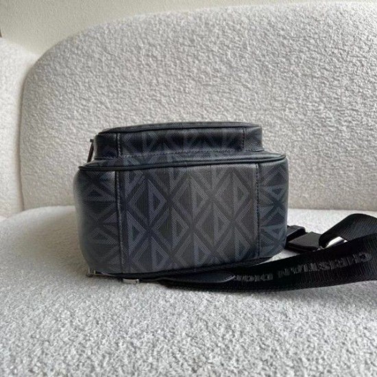 Replica Borsa a tracolla in tela Dior Mini Rider CD Diamond nera Replica Borsa a tracolla in tela Dior Mini Rider CD Diamond nera