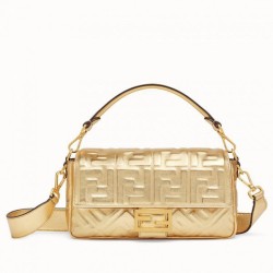 Borsa Fendi Baguette Media Con Motivo FF Oro