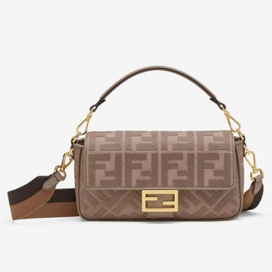 Replica Borsa Fendi Baguette media FF grigia Replica Borsa Fendi Baguette media FF grigia