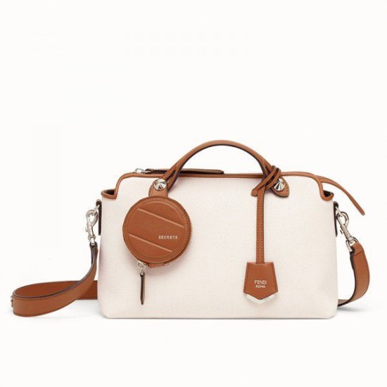 Replica Fendi By The Way borsa media in tela marrone chiaro Replica Fendi By The Way borsa media in tela marrone chiaro