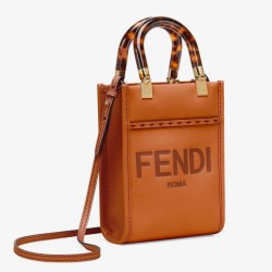 Borsa shopper Fendi Mini Sunshine marrone
