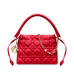 Mini borsa Dior Lady Dior con manico superiore con coulisse S0981 rossa