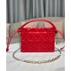 Replica Mini borsa Dior Lady Dior con manico superiore con coulisse S0981 rossa Replica Mini borsa Dior Lady Dior con manico superiore con coulisse S0981 rossa