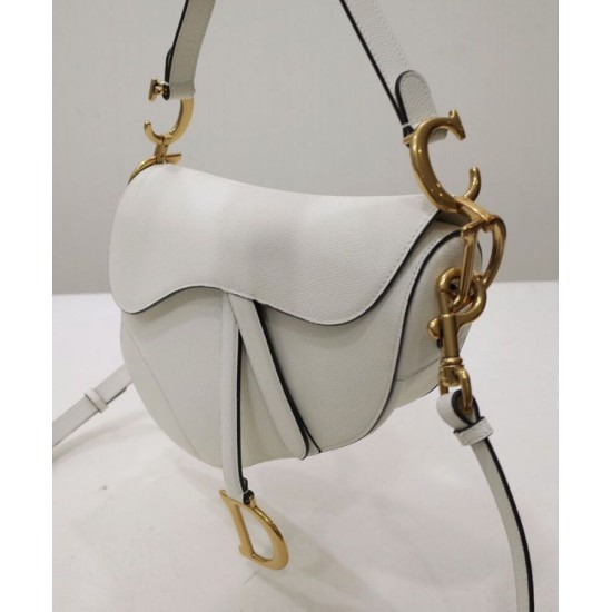Replica Christian Dior Mini borsa a sella con cinturino bianco Replica Christian Dior Mini borsa a sella con cinturino bianco
