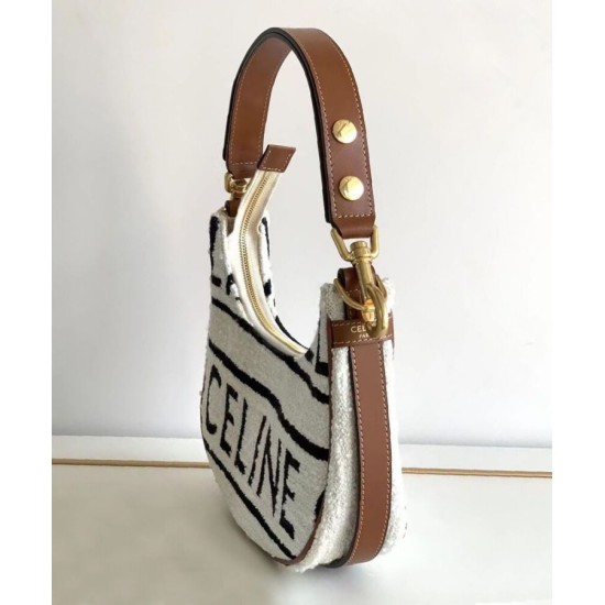 Replica Borsa Celine media con cinturino Ava in tessuto con crema Celine all-over e pelle di vitello