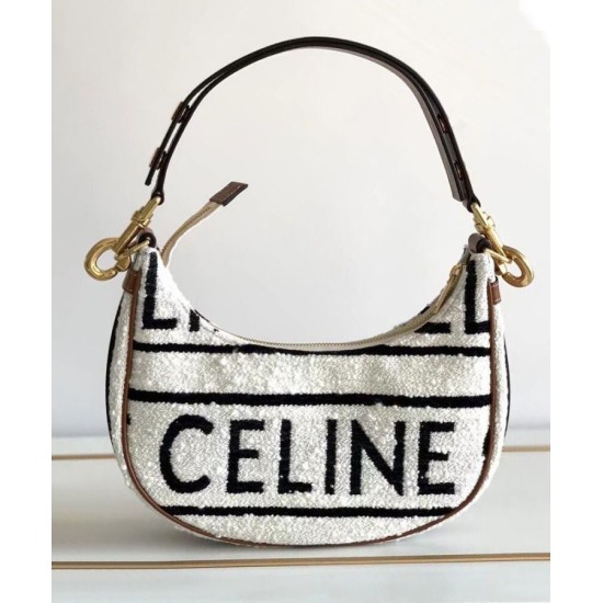 Replica Borsa Celine media con cinturino Ava in tessuto con crema Celine all-over e pelle di vitello