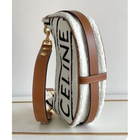 Replica Borsa Celine media con cinturino Ava in tessuto con crema Celine all-over e pelle di vitello