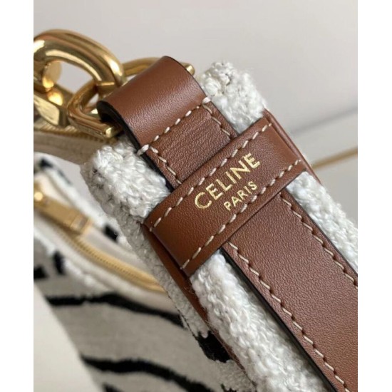 Replica Borsa Celine media con cinturino Ava in tessuto con crema Celine all-over e pelle di vitello
